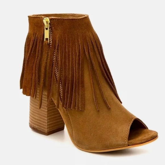 Carlos Santana Jasper 2 Fringe Peep Toe Bootie Size 9.5 - Picture 4 of 12